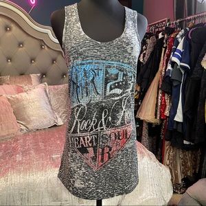 Rock & Roll Cowgirl Tank with Studs on Front Size Medium